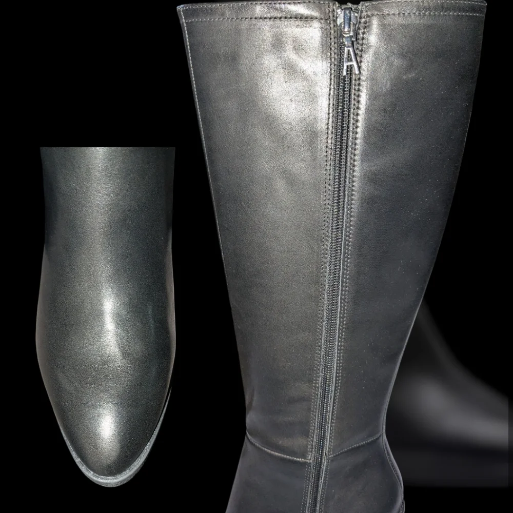 Aerosoles Women's "Memphis" Black Faux Leather Boots - Picture 6 of 8